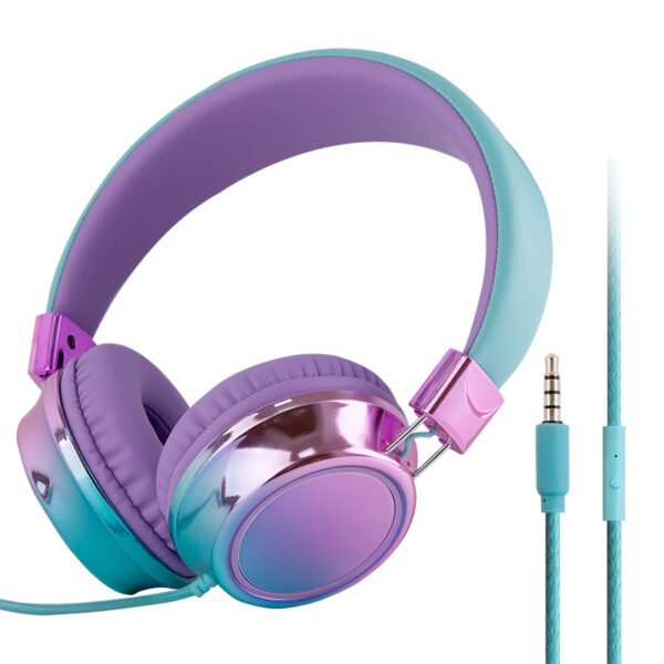 Gradient Color Foldable Over-Ear Wired Headphones